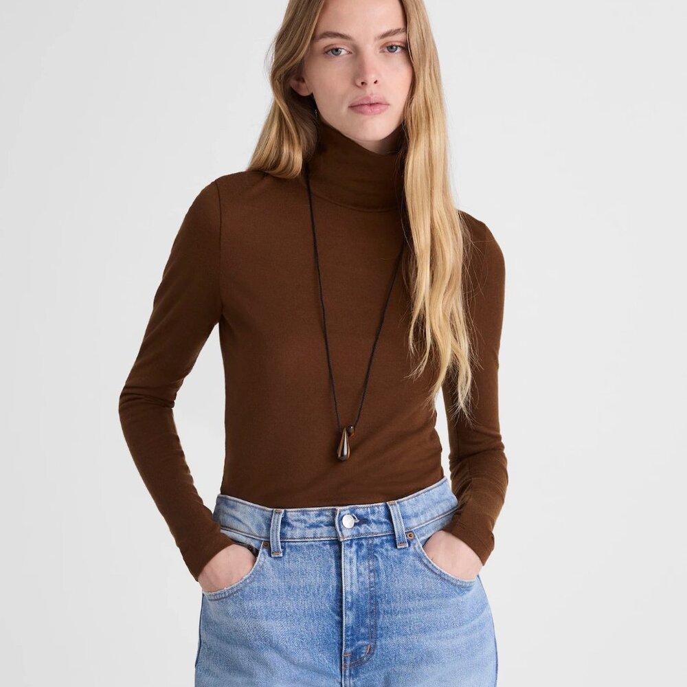 Madewell Long Sleeve Brown Turtleneck Size Large